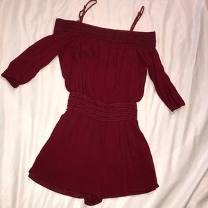 Maroon off shoulder romper